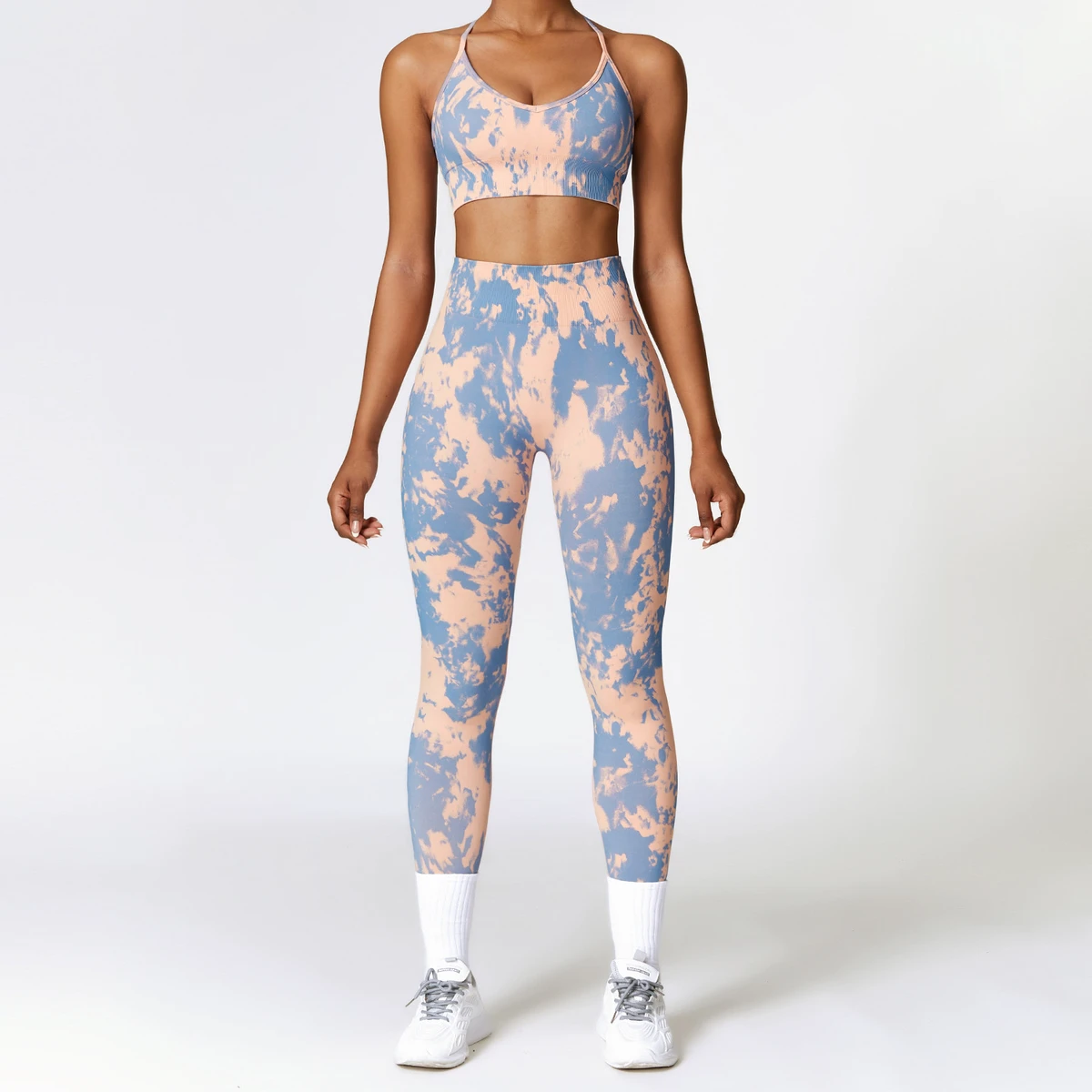Woman Fall Design 11 Prints Seamless Yoga Wear Printed Adjustable Straps Padded Gym Bra and High Waist Workout Leggings Sets