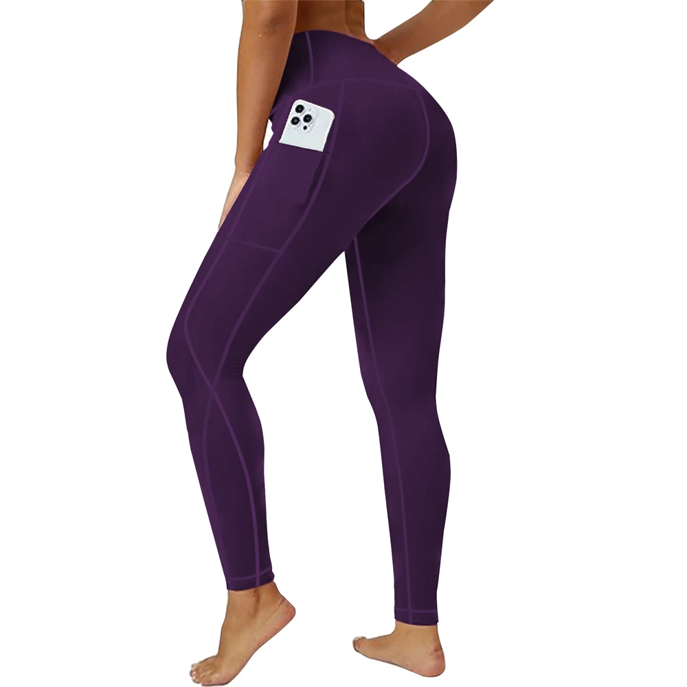 Women's Sports Clothing High Waist Breathable Polyester Spandex Yoga Gym Fitness Leggings Casual Wear Yoga Pants with Pockets