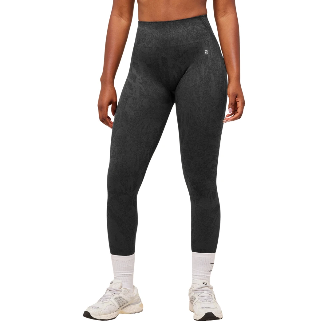 Women's High Waisted Seamless Jacquard Camo Leggings Black Animal Print Compression Yoga Pants for Gym Workout and Fitness Wear
