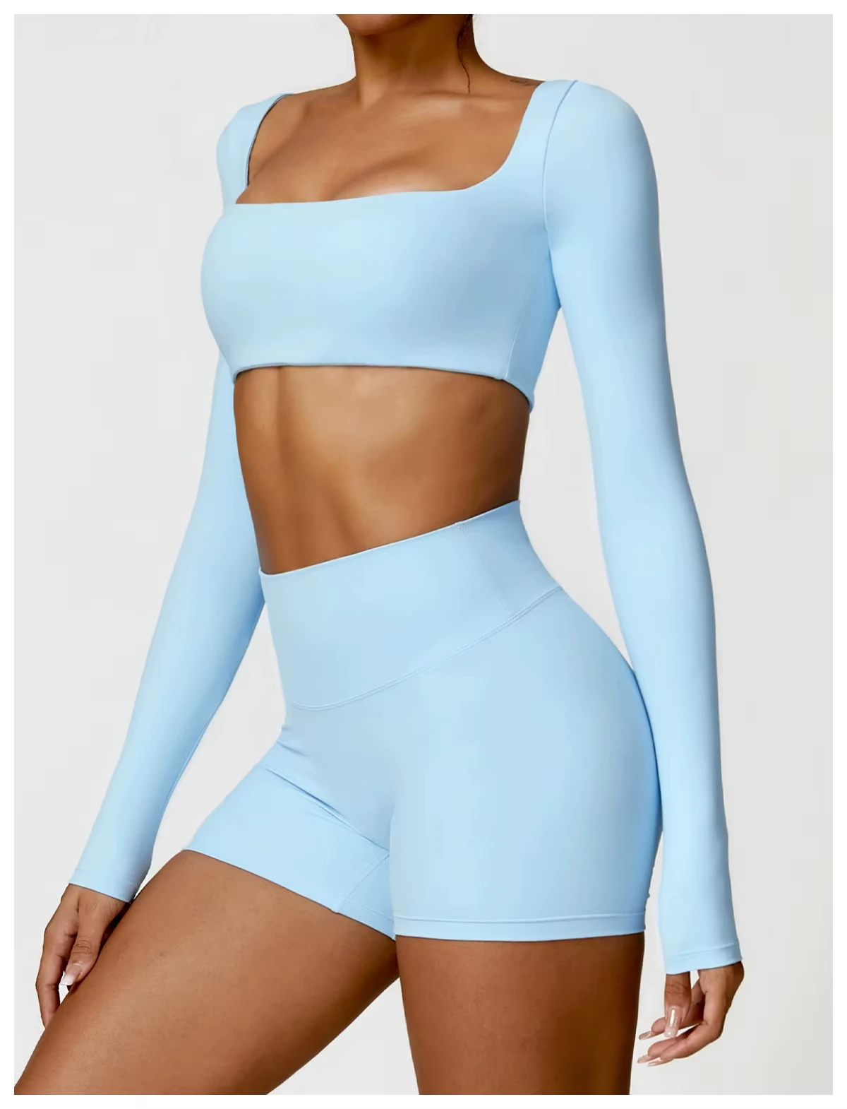 Women's High-Waist Quick-Drying Yoga Set Breathable Soft Two-Piece Outdoor Sports Suit for Leisure Solid Pattern Wholesale