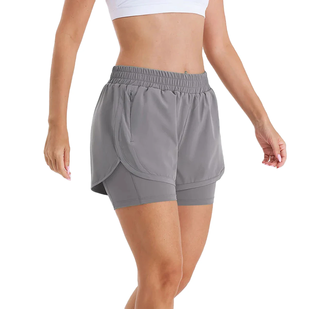 New Hot Sell Women High Waist Running Shorts Workout Women's Shorts Double Layer Fitness & Yoga Wear With Pockets