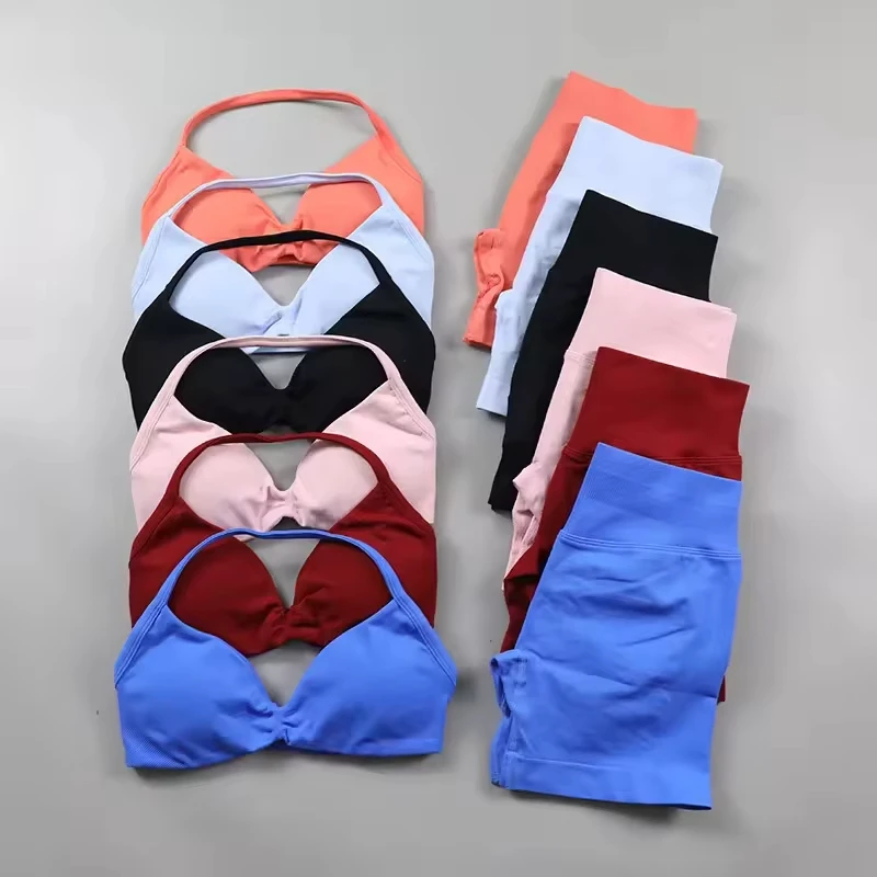 Women's High Quality Custom 2-Piece Yoga Set Breathable Eco-Friendly Quick Dry Spandex/Cotton Fitness Wear Elastic Waist Short