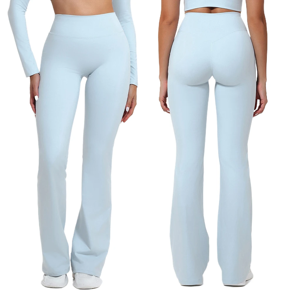 Custom Logo Women's Clothes Quick-Drying Stretch Soft Yoga Flared Leggings with High Waist Elastic Yoga Pants for Gym Fitness