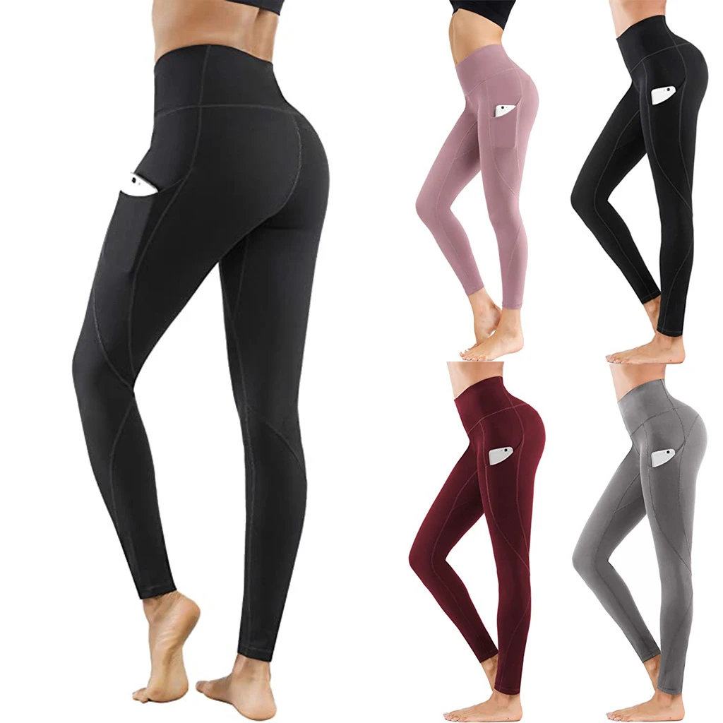 Women Seamless High Waist Quick Drying Workout Tummy Control Ribbed Leggings Para Mujer Push up Yoga Pants With Pockets