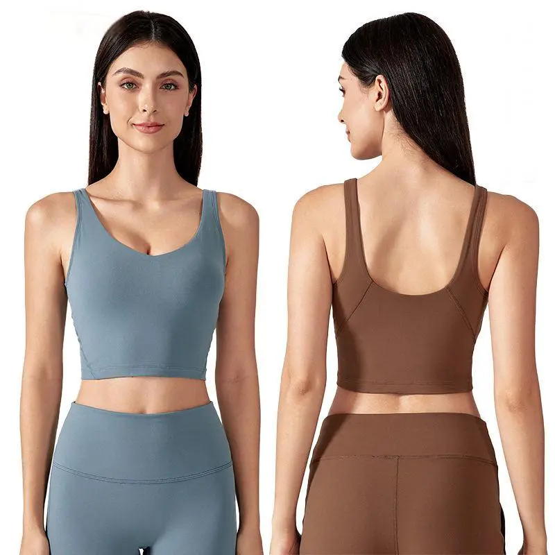 Custom Logo High Quality Deep U Women Active Wear Yoga Gym Sports Bra Crop Tank Top High Support Sport Bras Women