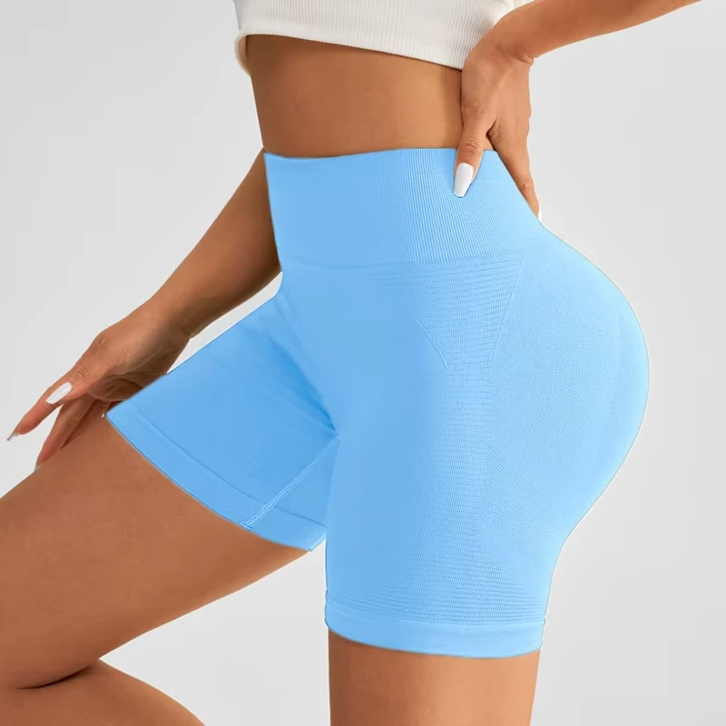 Women's Peach High Waist Seamless Tight-fitting Pull on Solid Color Yoga Shorts Nylon Spandex Casual Fitness Hip Lifting