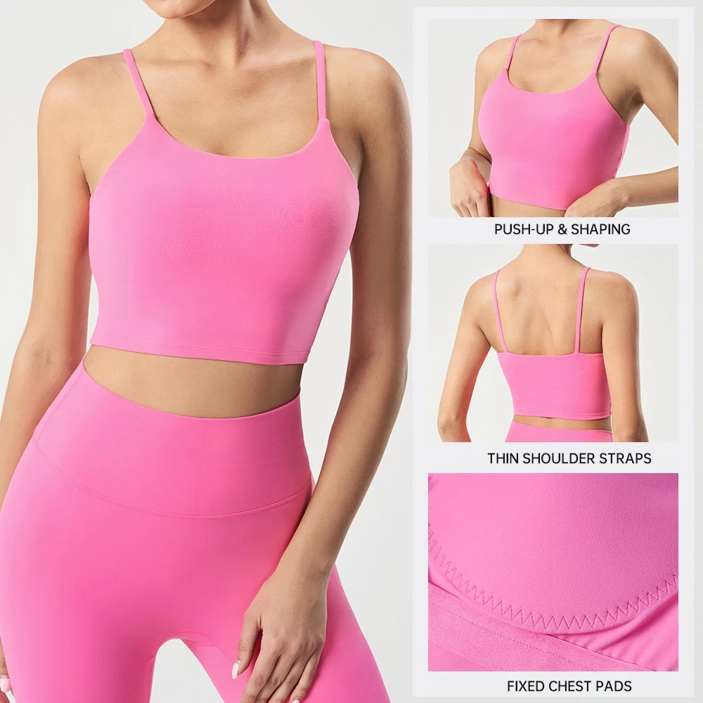 Wholesale Breathable Quick Dry High Support Spandex/Nylon Women's Workout Yoga Sports Bra U Neck Soft Compression Lightweight