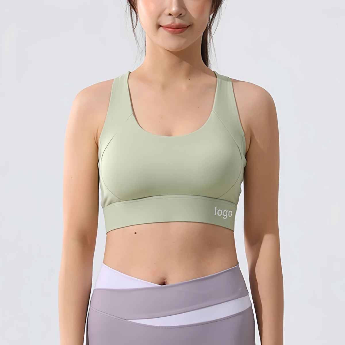 Wholesale Adjustable Hook Front Closure Sports Bra Women Supportive Wide Strap Workout Top
