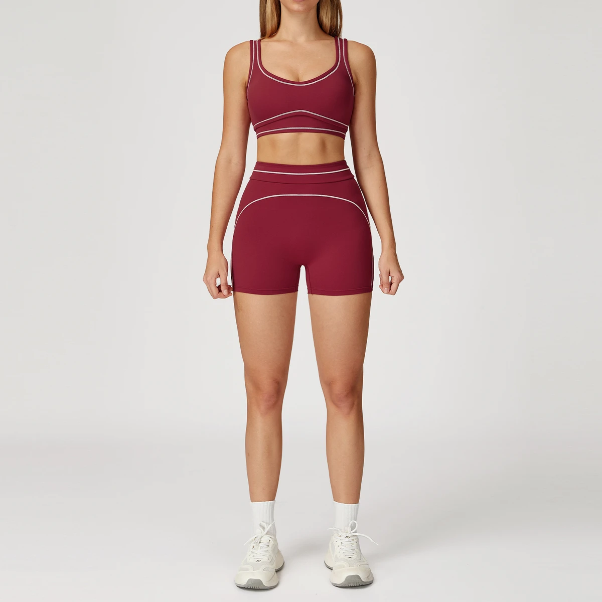 Wholesale Custom Logo Yoga Suit Women Tracksuit Sports Bra Legging Shorts Gym Set Fitness Running Workout Clothes Sportswear