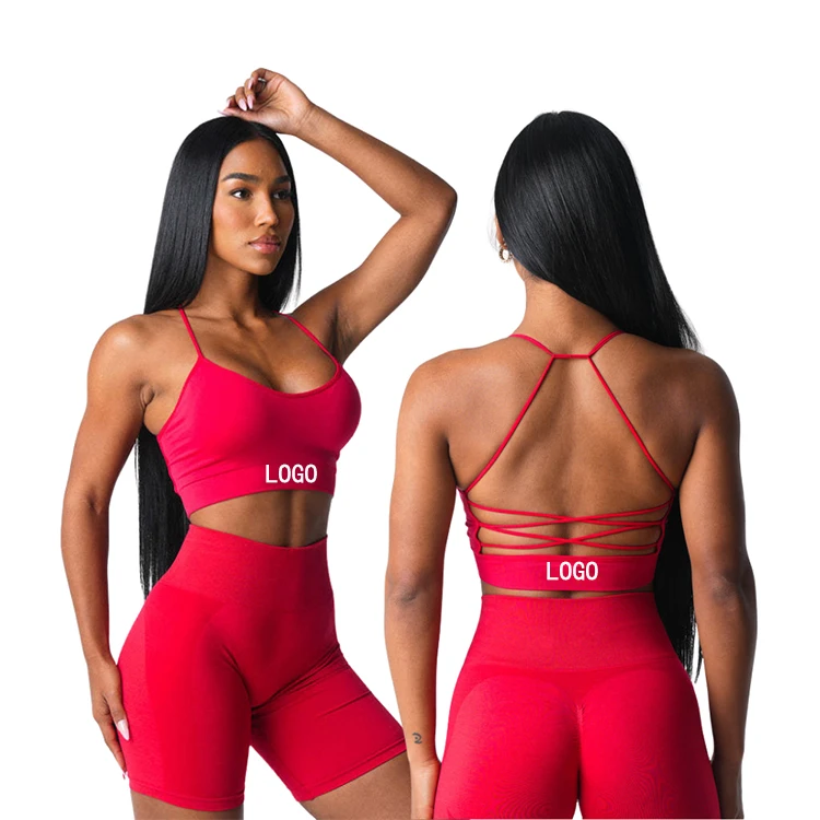 Women's Sports Bra Lightweight Breathable Compression Slimming Yoga Gym Fitness Running Backless Cross Strap Nylon Plus Size
