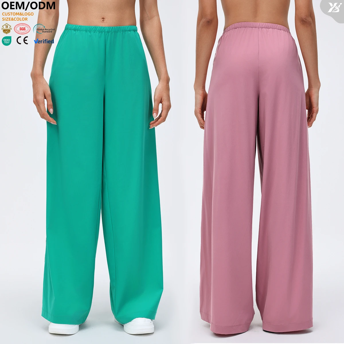 XW-D26030 Women's Brushed High-Waist Yoga Pants Side Pocket Wide Leg Loose Casual Tummy Control Women's Sports Fitness Pants