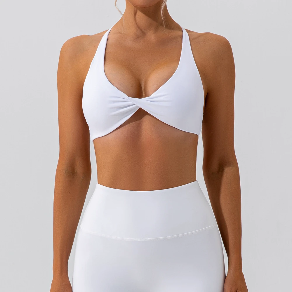 Hot Selling Gym Crops Women Soft Sexy Front Twist Cross Back Sports Gym Bras