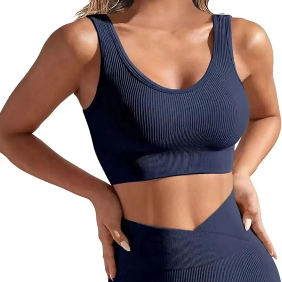 Top Grade 2 Piece Gym Wear Stitching Cross Breathable Fitness Sports Wear Active Workout Yoga Sets