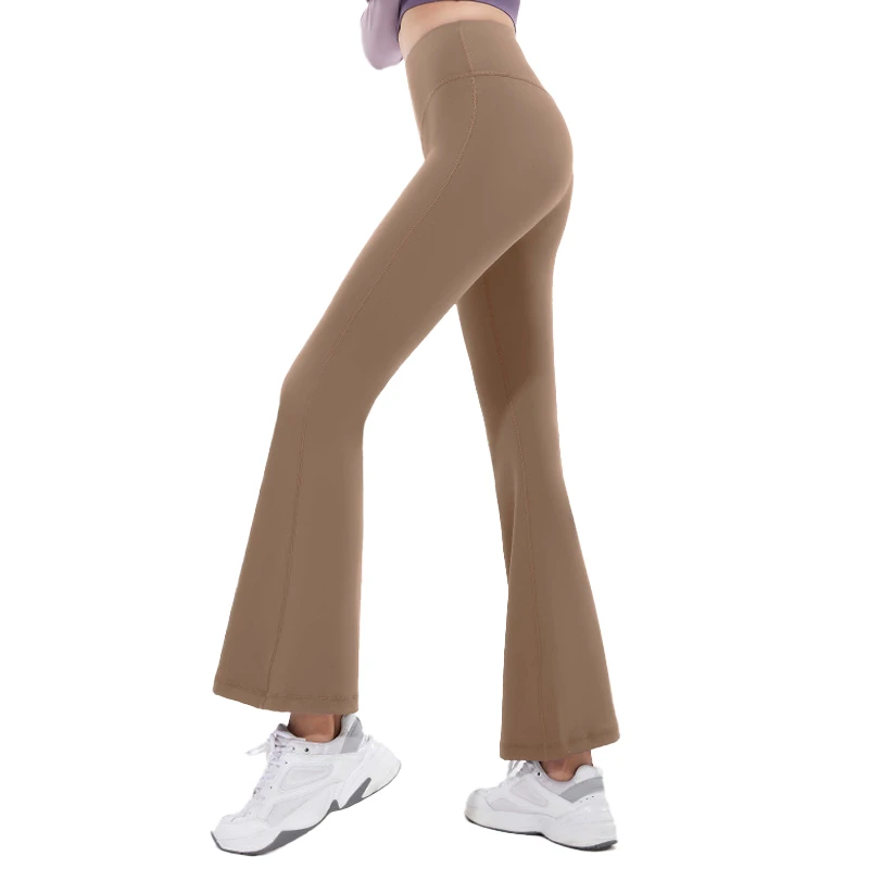 New Arrival Women's High Waist Bell-Bottoms Yoga Pants Four-Way Stretch Flared Leggings for Sport Fitness Solid Pattern Hip Lift