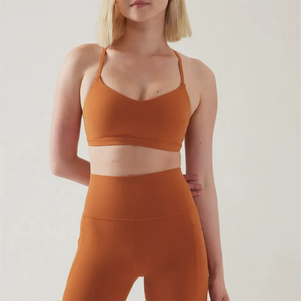 Fashion Sports Bra Contrast Straps Open Back Sexy Padded Crop Top Square Neck Comfortable Cute Yoga Sports Bra