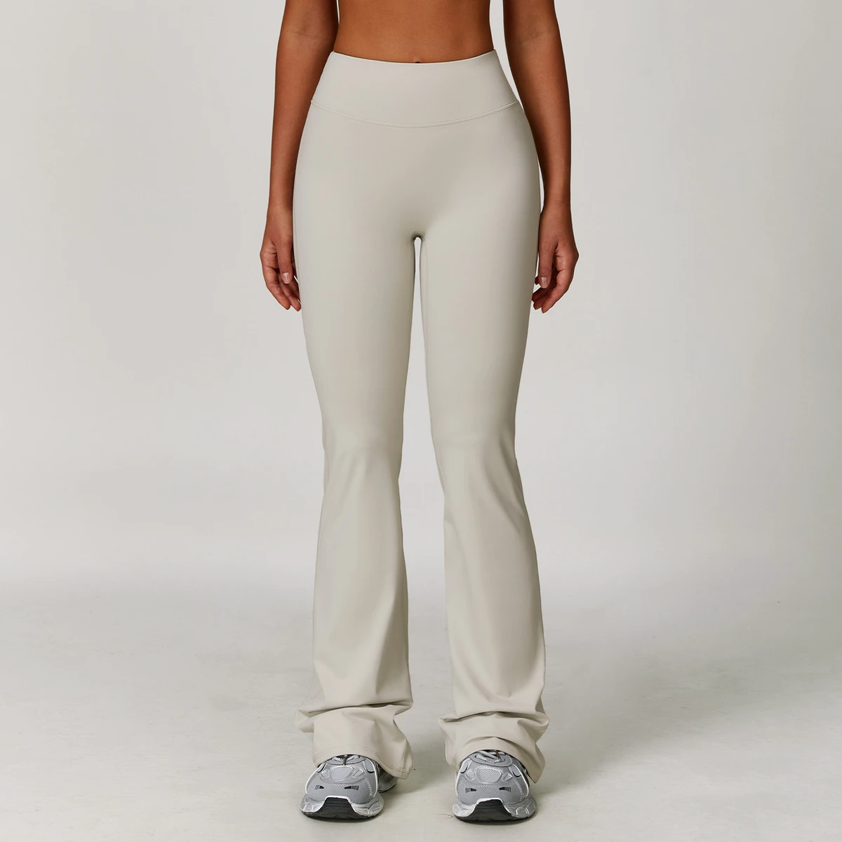 Women's High Waisted Butt-Lifting Yoga Leggings Elastic Fitness Tight Pants with Wide Flare Legs Solid Pattern Yoga Leggings