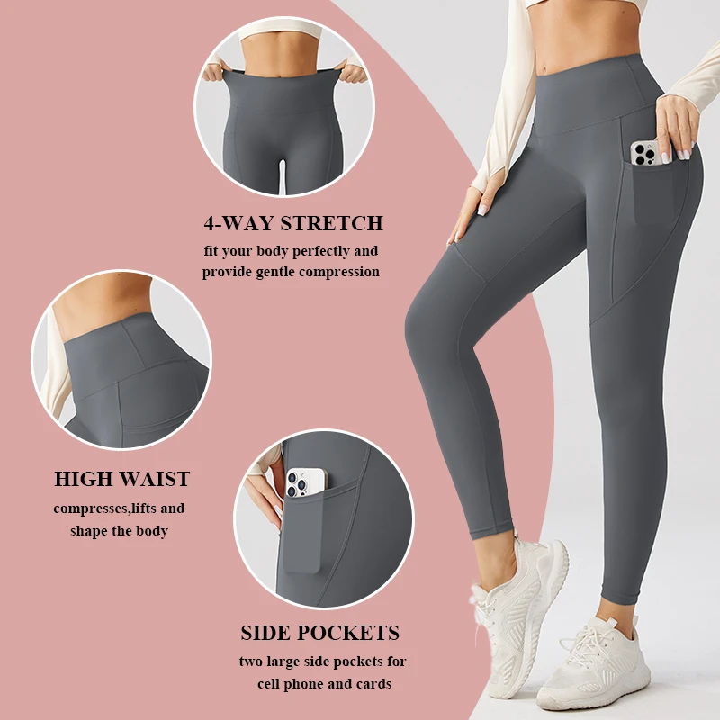 2024 Custom Butt Lift Fitness Leggings Gym Workout Pants Active Wear High Waisted Breathable Yoga Leggings With Pocket For Women