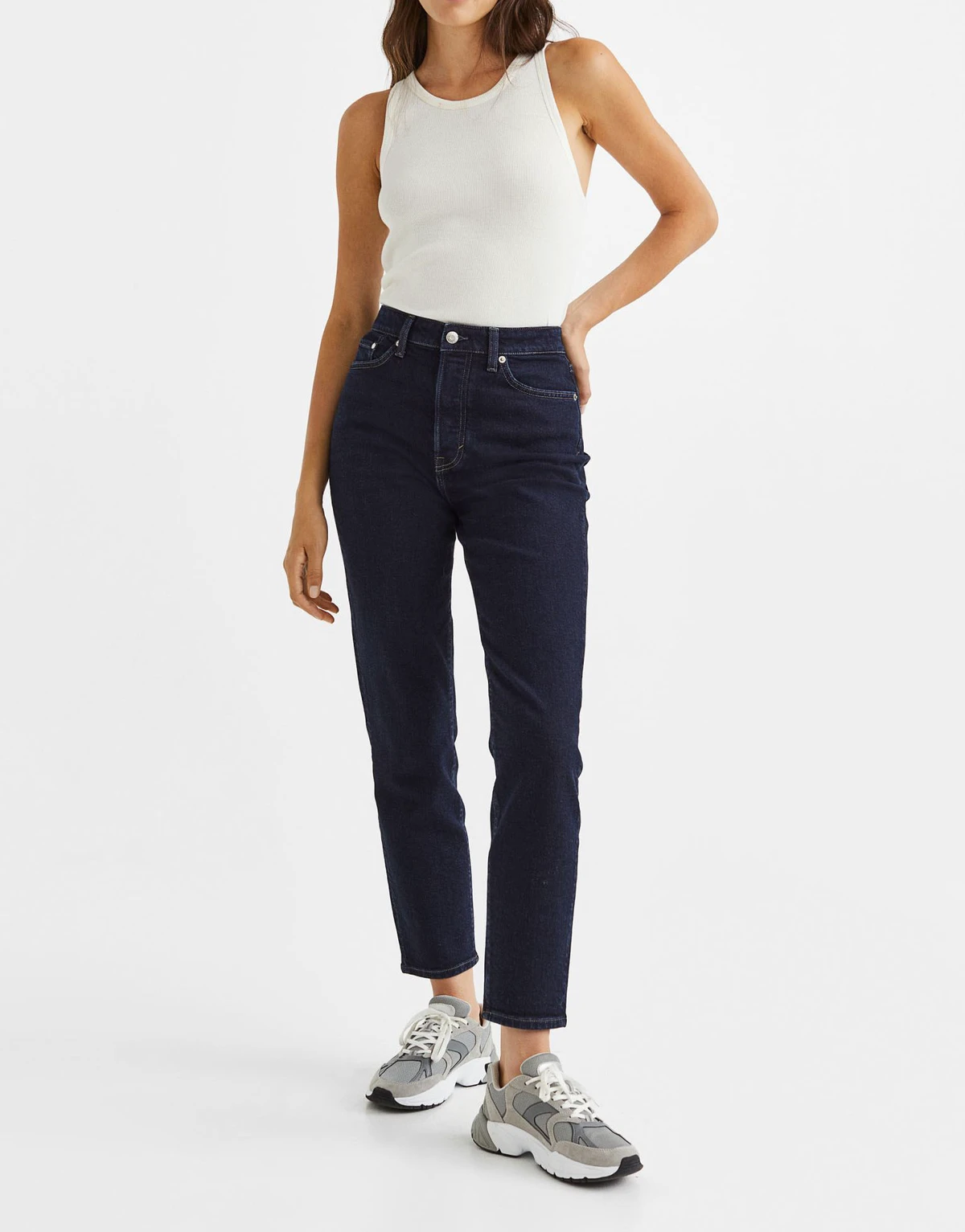 High Quality Summer Belt Pocket Wide Leg Boot Cut Dark Denim Women's Jeans Loose Mid Waist Eco-Friendly Breathable Cargo Solid