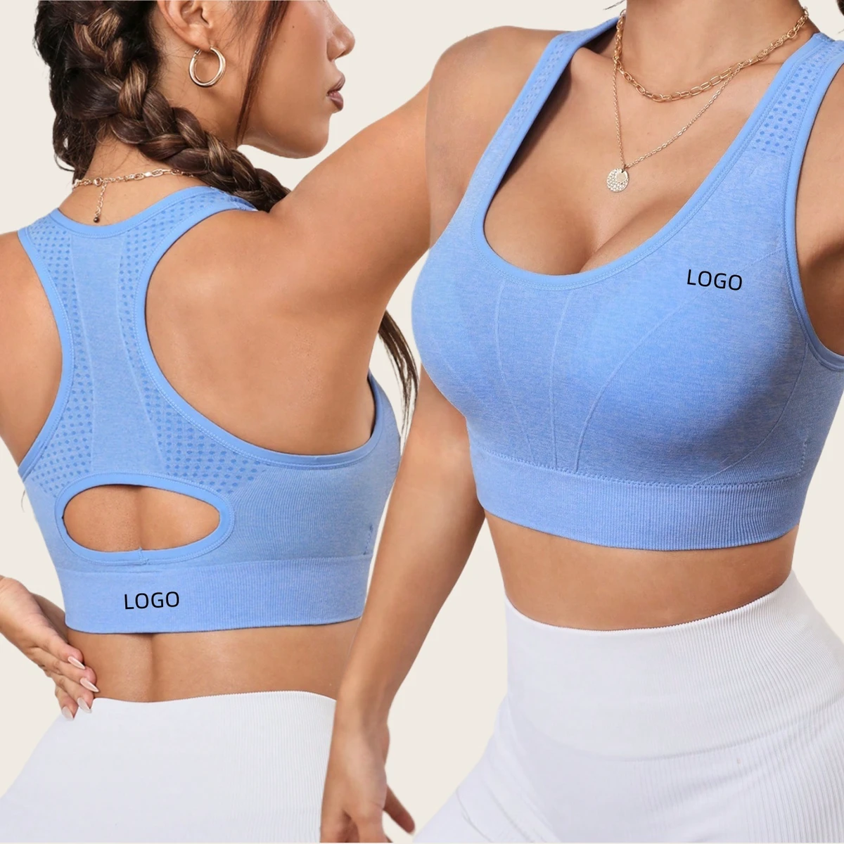 New Sportswear Yoga Bra Gym Running Shockproof High Impact Open Back Hollow Fitness Sports Bra for Women