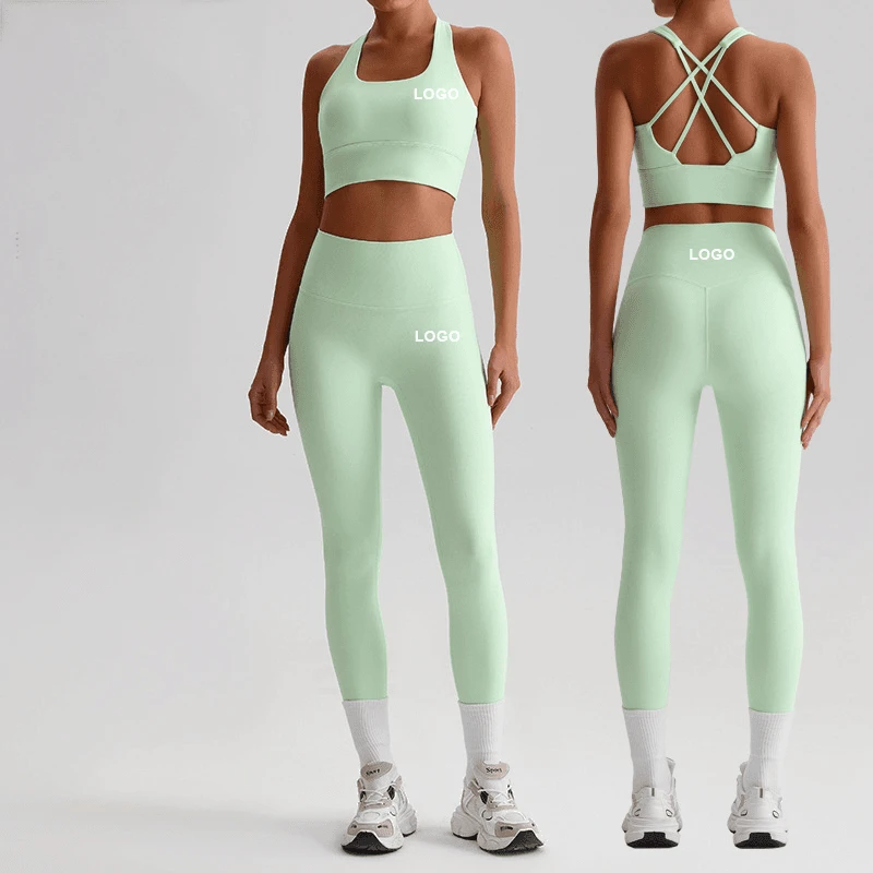 High Quality Women's Yoga Set Apparel Fitness Workout Running Sports Tights High Waisted Butt-Lifting Yoga Legging Sets