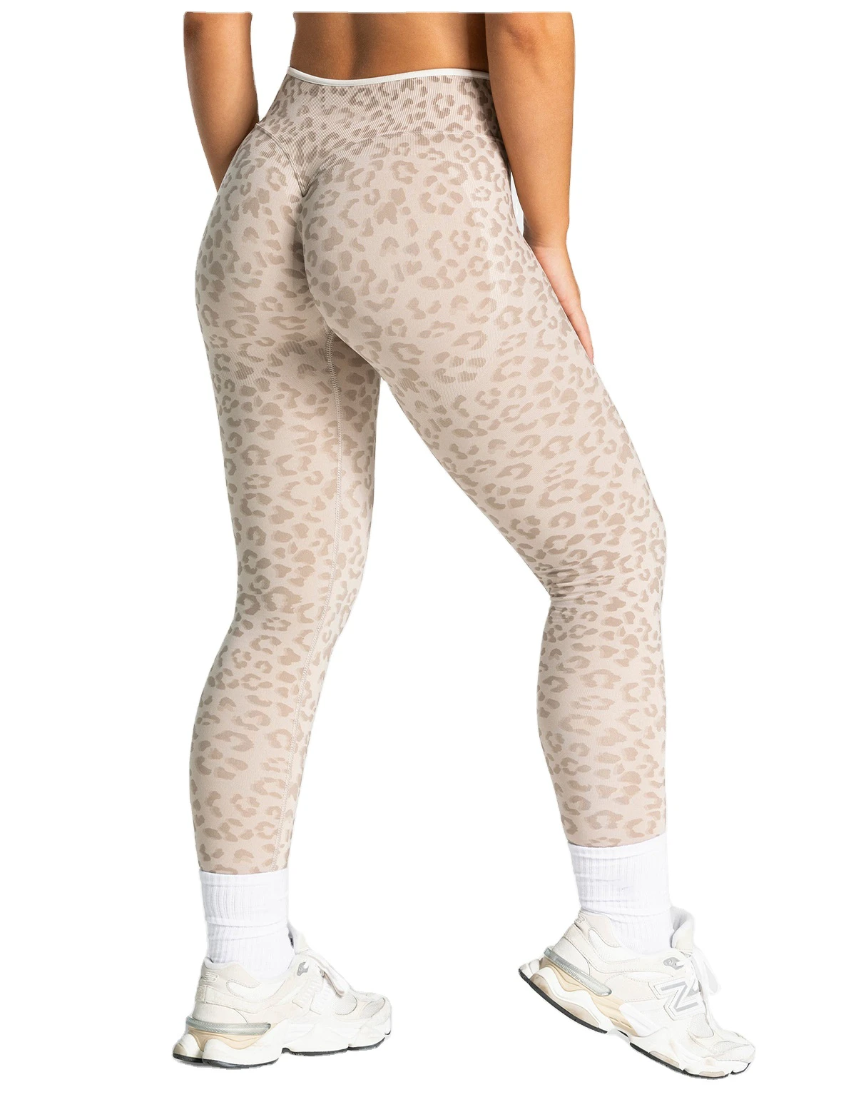Cross-border High Waist Hip-lifting Leopard Print Yoga Pants Women's Seamless Tummy Control Tight Fitness Spandex/Nylon