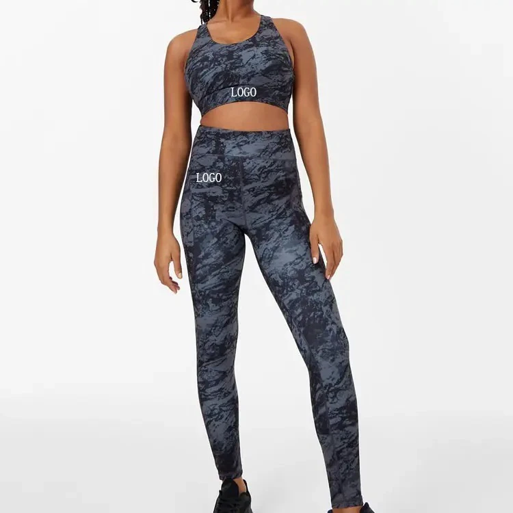 Women's Activewear Gym Fitness Sets Seamless Automated cutting Clothing Breathable Feature Solid Pattern Yoga Wear Front Logo