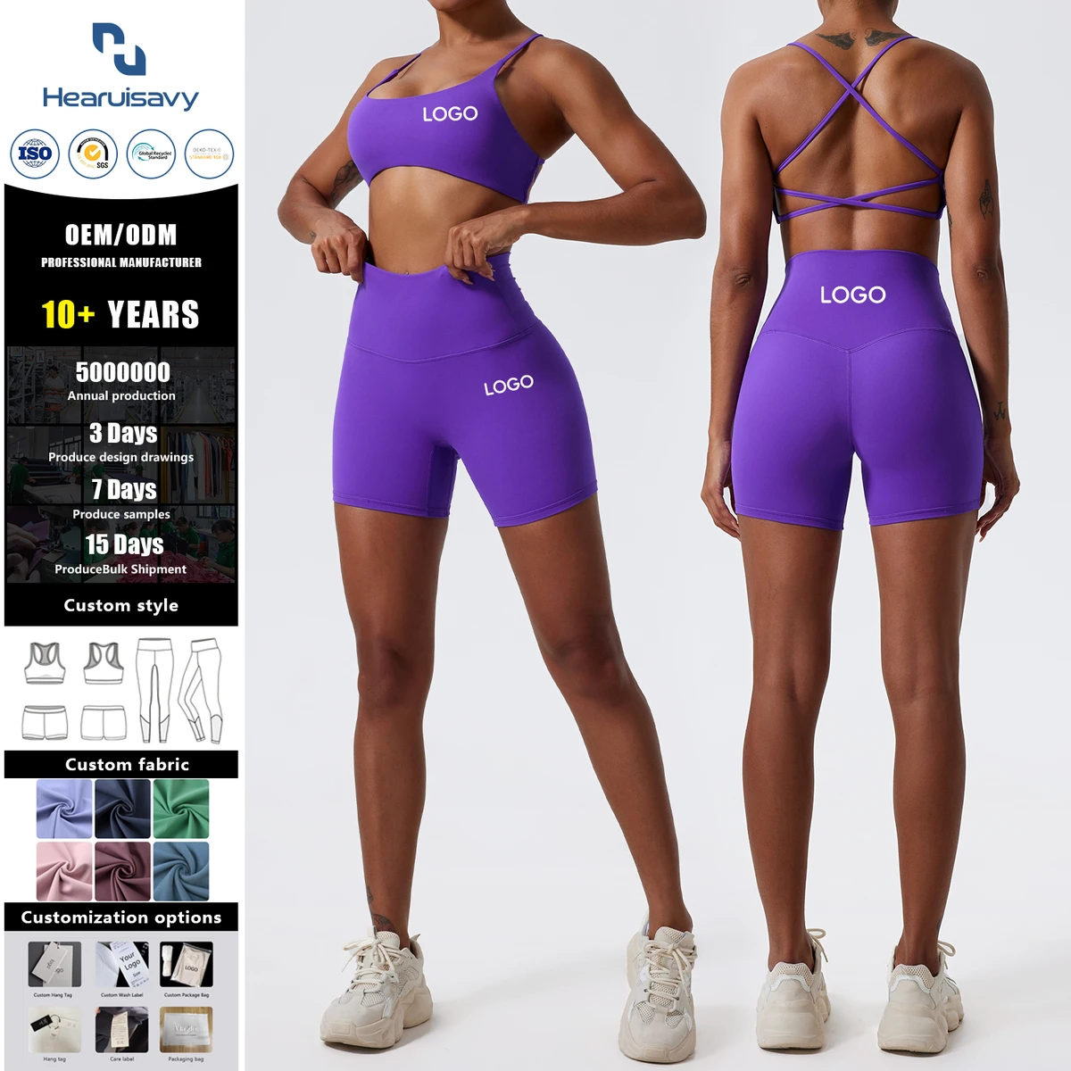 High Waist Breathable Plus Size Fitness Workout Activewear Sports Bra Tight Biker Shorts Two Piece Yoga Set Women