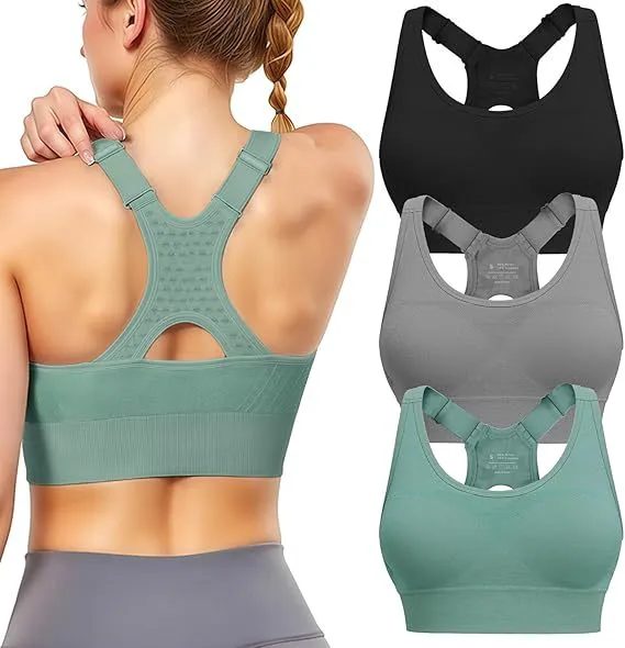 Women's Plus Size Racerback Sports Bra with Adjustable Shoulder Straps Shockproof Fitness Running Yoga Bra