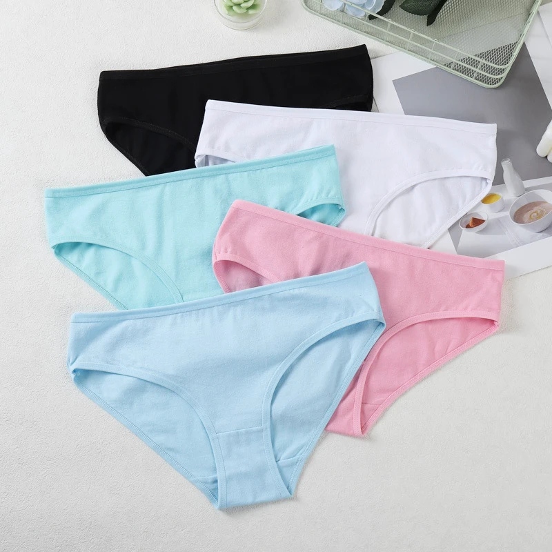 Women's High Quality Mid-Rise Cotton Triangle Pants Solid Color Everyday Anti-Bacterial Breathable Comfort Bikini Panties Thin