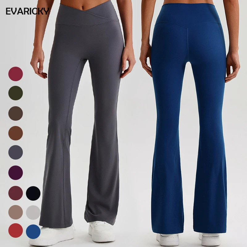 EVARICKY New Arrival Cross High Waist Bell Bottom Gym Leggings Running Workout Activewer Butt Lift Wide Leg Flared Yoga Leggings