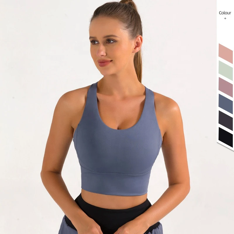 High Quality Custom Logo Women's Gym Tops Basic Sports Yoga Bra Plus Size Plain Dyed Breathable Brassiere for Ladies
