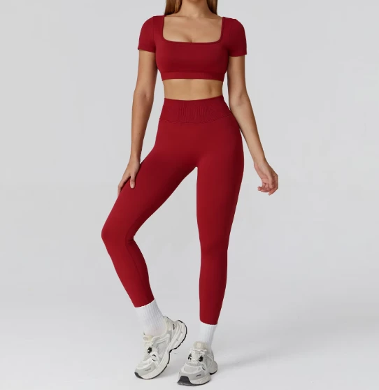 Wholesale High Waist Yoga Sets Striped Tummy Control Long Sleeve Gym Sets Running Outfit High Elastic Quick Dry Fitness