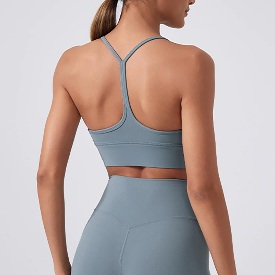Wholesale Stock Backless Active Sports Lightweight Fitness Running Yoga Push up Bras for Women Quick Dry Padded Top Wireless