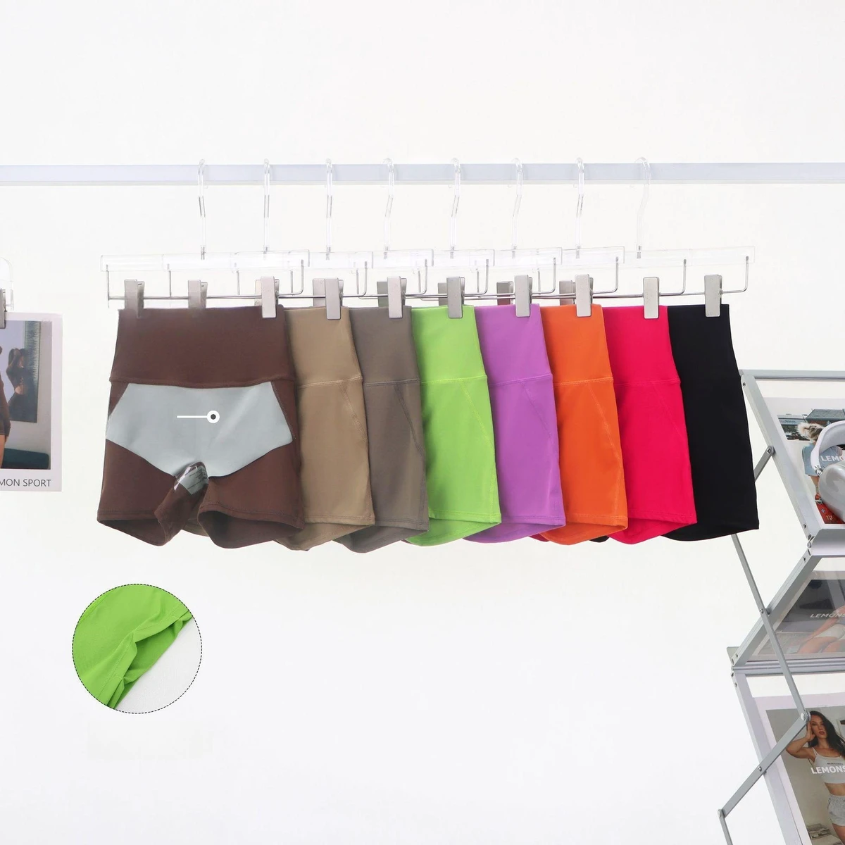 2025 New Solid Colors Nude Feeling Stretch Push Up Yoga Shorts Women's High Waist Tights Pocket Pilates Sports Wear