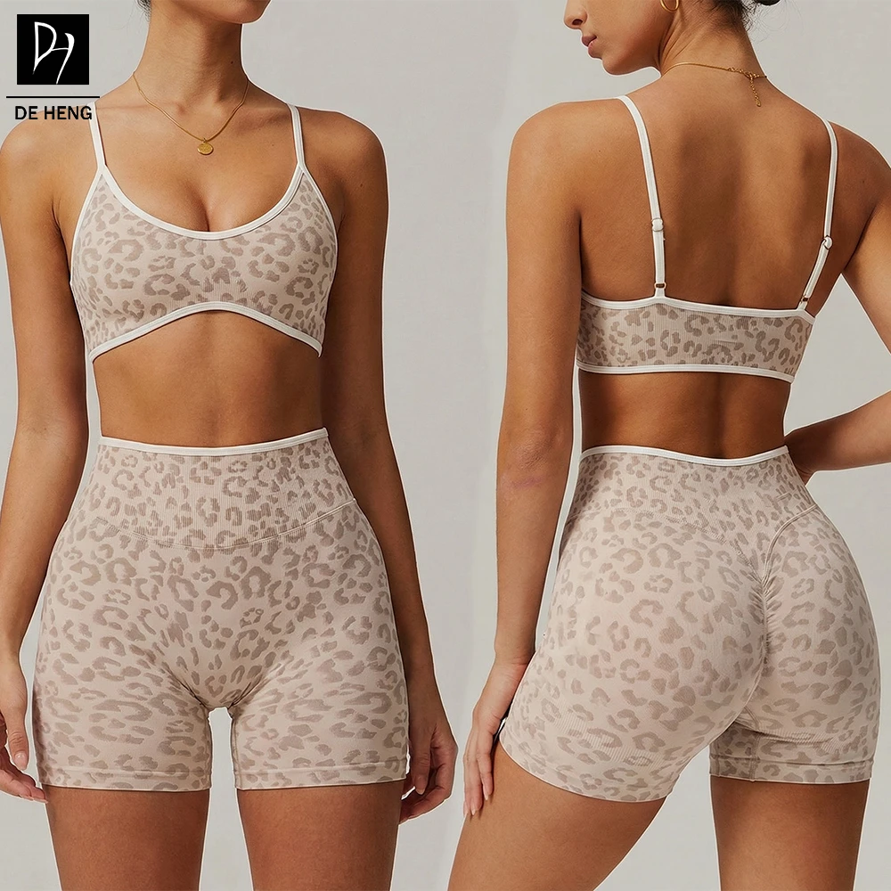 Deheng Custom Logo Sports Bra Leopard Crop Tops Casual Yoga WomenS Sports Bra