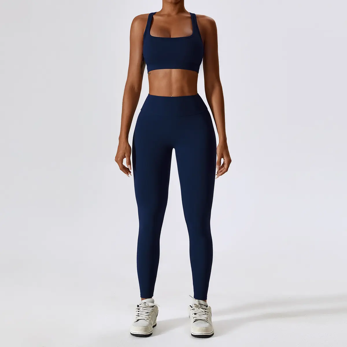Custom Logo Solid Pattern Women Fitness Legging Yoga Set High Performance Activewear Breathable for Material V-Shaped Waist