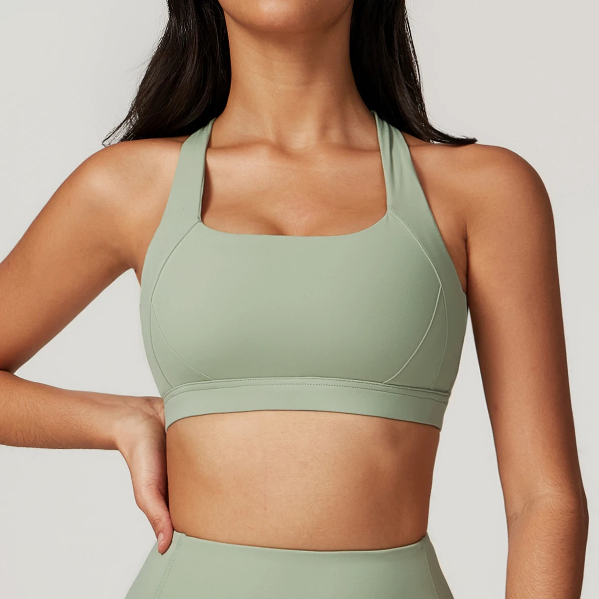 Women's Custom Solid Compression Summer Yoga Bra Soft Shockproof Y Back Scrunch Breathable Compression For Yoga Sets