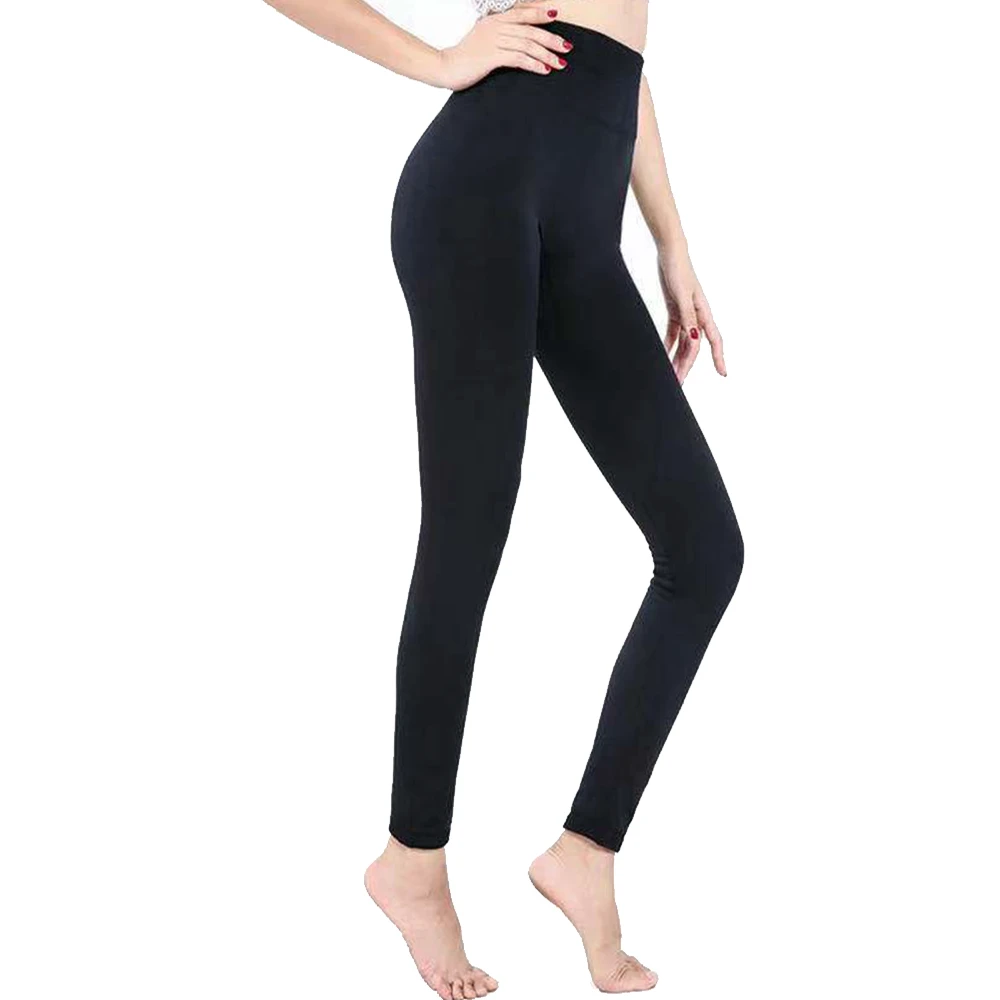 High Quality Yarn Dyed Knit Winter Solid Color Simple Flat Front Full Length High Elastic Nylon/Spandex Leggings High Women