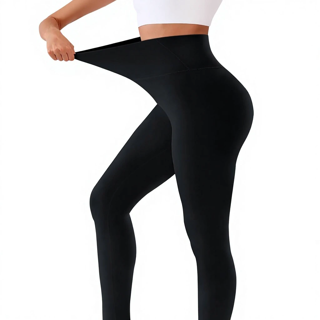 Bluemaple Solid High Waist Leggings for Women-Tummy Control Full Length Soft Yoga Pants Non See Workout Running Plus Size