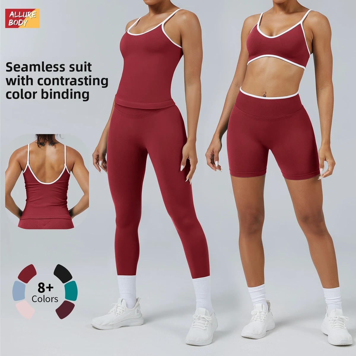 High Waist Seamless Spaghetti Strap Backless Sports Suit Fitness Two Piece Bra top Set Spandex Nylon Yoga Legging Set for Women