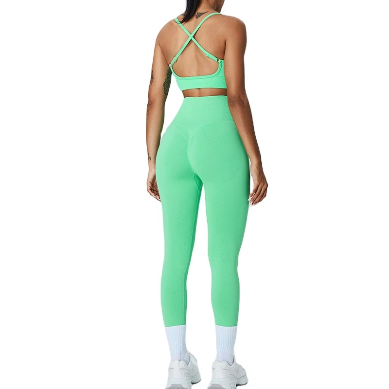 Border Seamless Solid Sports Yoga Set Women Quick-Dry Barely-There Sports Bra High-Waist Tummy Control Plus Size Yoga Sets