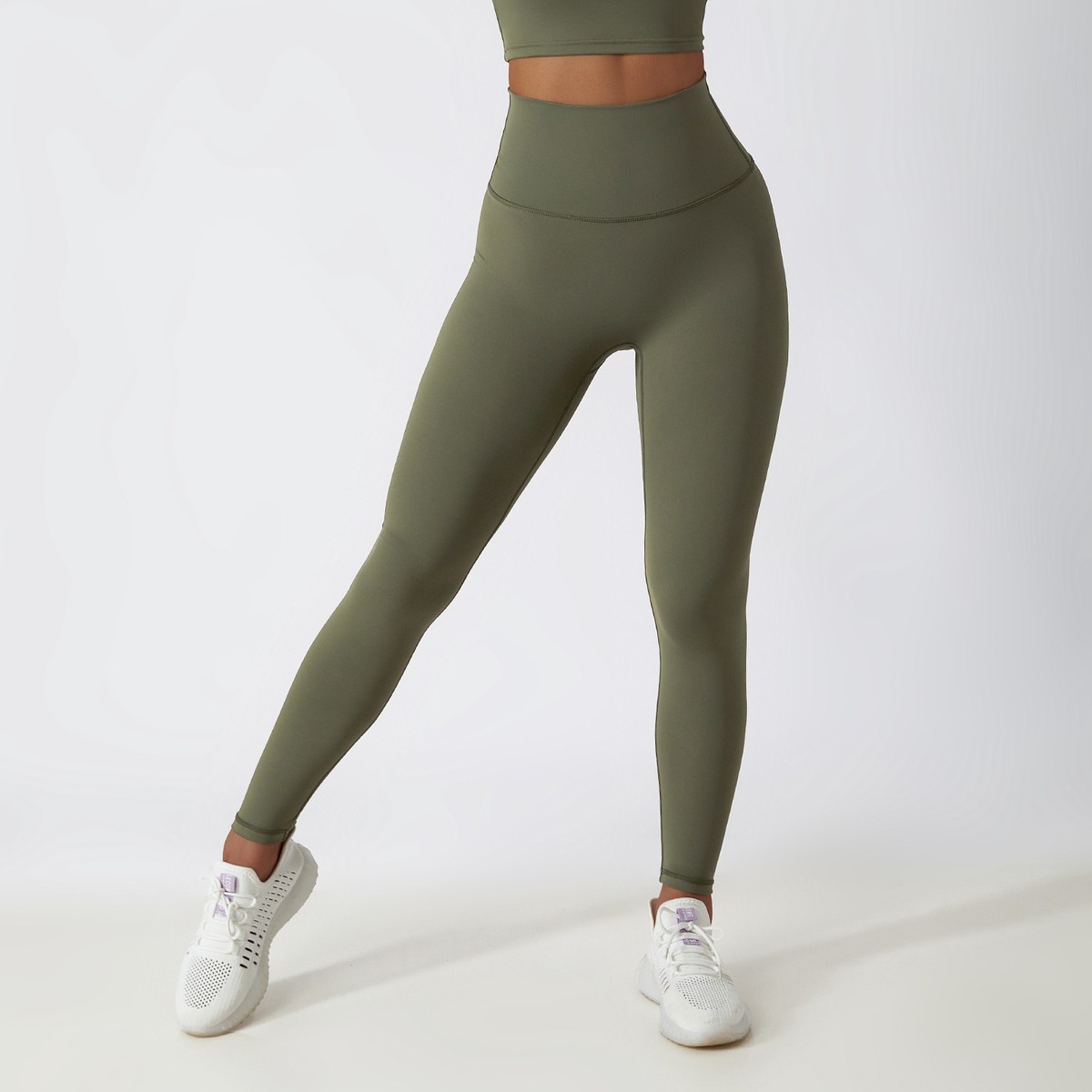 Women's High-Waist Yoga Pants Breathable Quick Dry Spandex Material Custom Solid Print Elastic Waist For Fitness Workouts