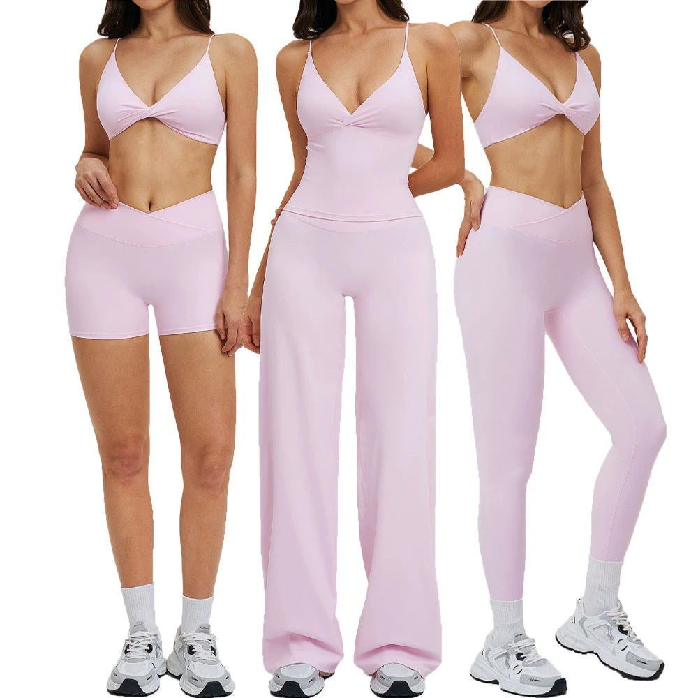 Hot Solid Color Activewear 2 Piece Yoga Set Sports Bra Soft Boot Cut Flared Pants Women Workout Sets Gym Fitness Sets