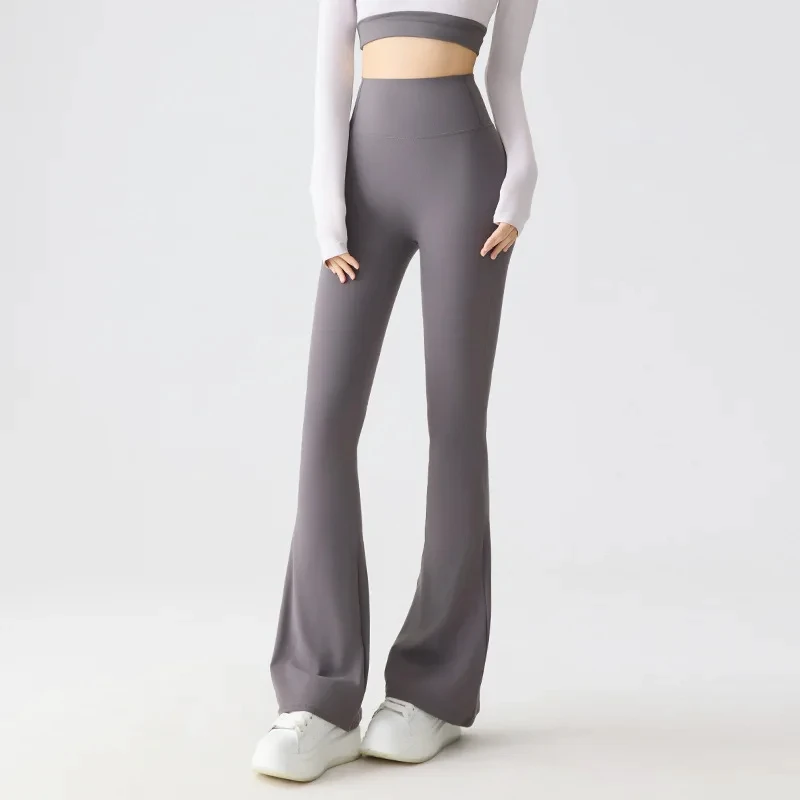 Womens High Waist Flared Yoga Pants Butt Lifting Tummy Control Thin Stretch Workout Leggings Summer Fitness Trousers