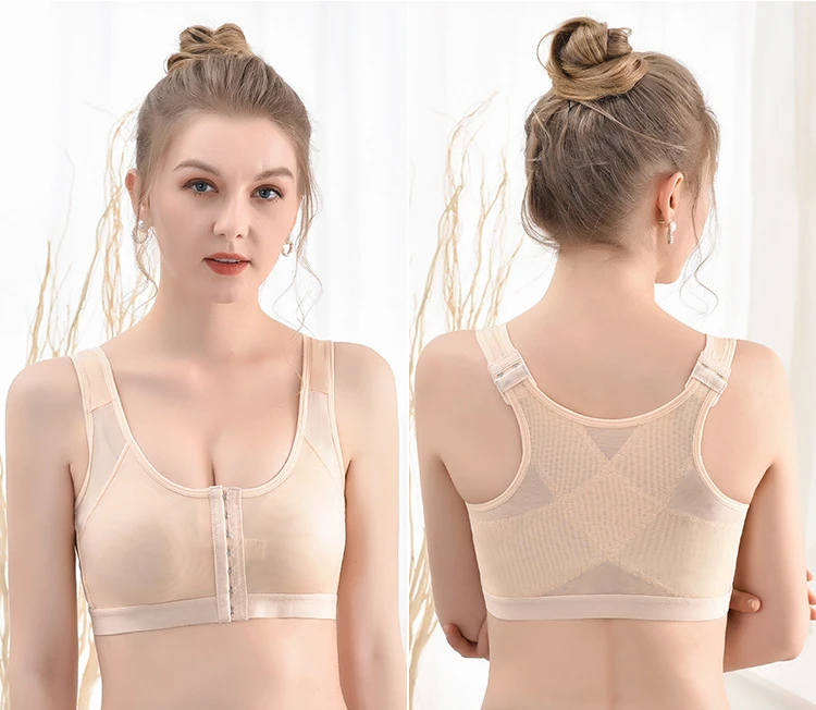 Plus Size Front Open Vest Button Breathable and Comfortable Underwire Running Sports Bra Bodybuilding Yoga Underwear Vest
