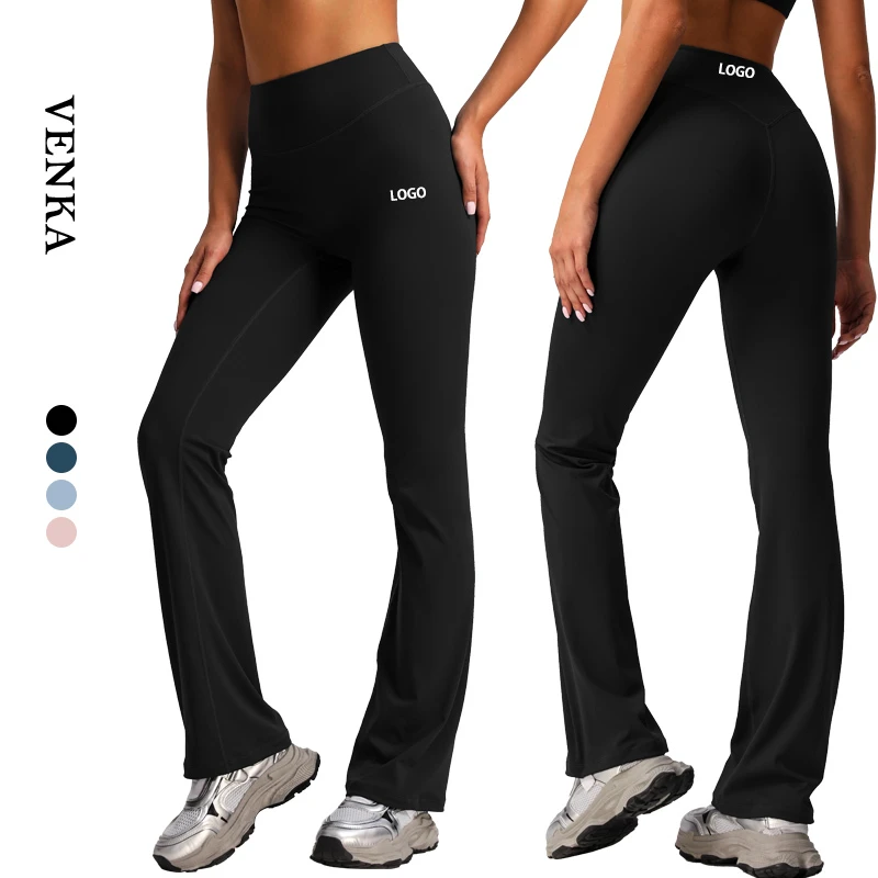 High Waist Tummy Control Yoga Pants for Women New Style High Elastic Butt Lift Flared Exercise Fitness Pants No T-Line Solid