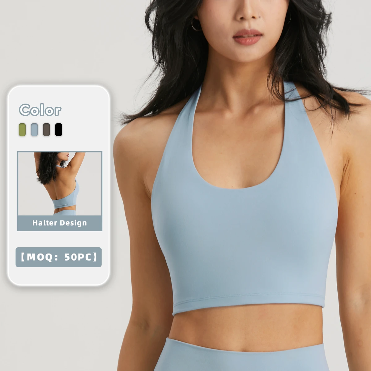 High Quality Women's Sports Bra Lightweight and Breathable Gym Fitness Yoga Bra with Open Back and Custom Logo