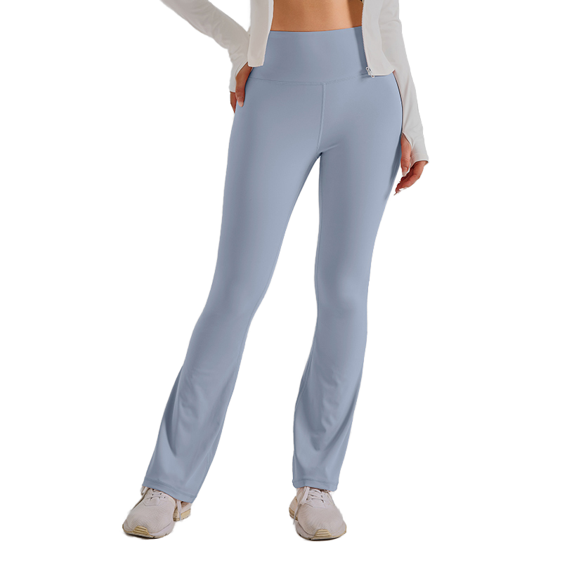Custom Womens High Waist Butt-Lifting Flared Yoga Pants Solid Breathable Quick Dry Tummy Control Slim Fit Four-Way Front