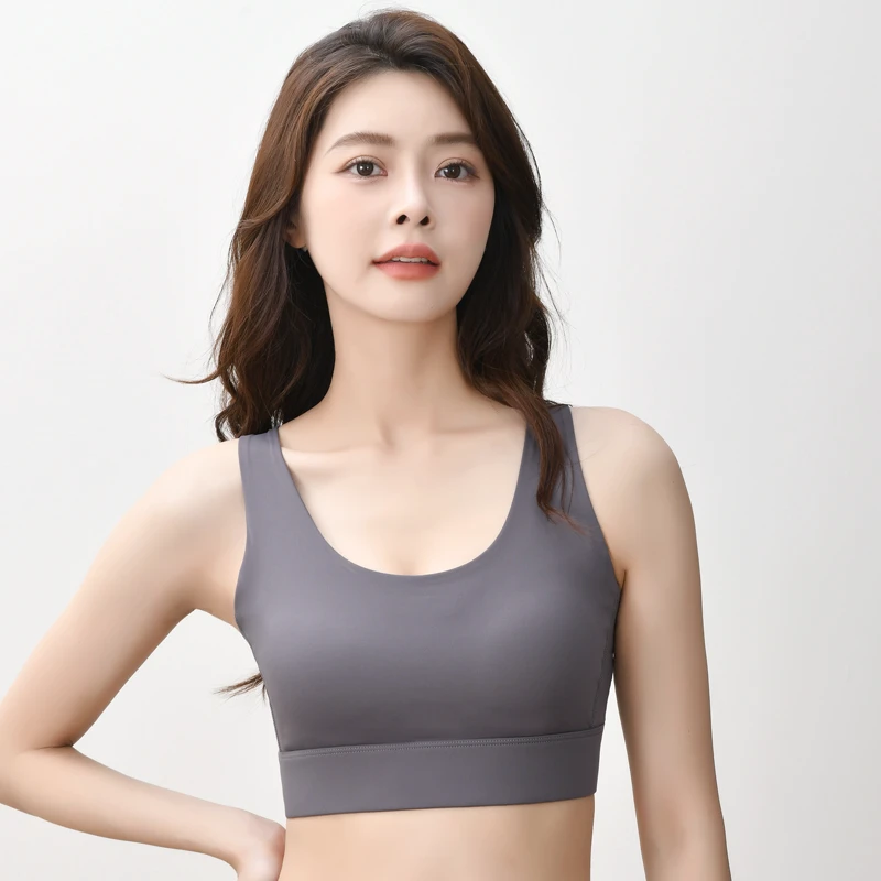 High Quality Women's Sports Bra Shockproof Cross Back Buckle Yoga Running Fix Cup Breathable High for Impact Fitness Workout Top