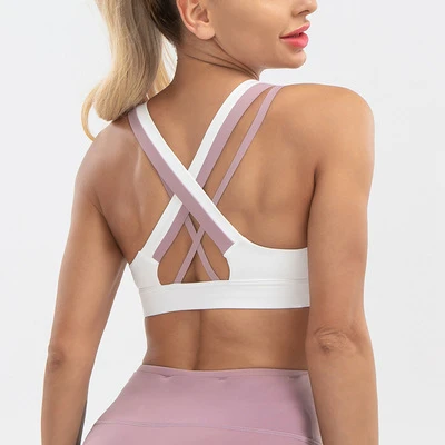 2021 New Yoga Design Breathable High Support Halter Neck Spandex/Nylon Sports Bra for Women Running Beauty Back Color